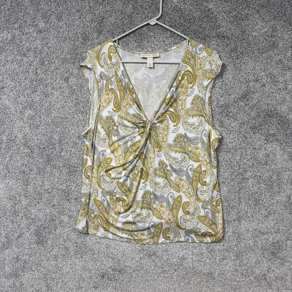 Emaline Blouse PXL Petite Paisley Twist Front Art Noveau‎ Coastal Grandmacore